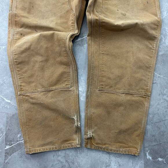 Carhartt Double Knee Pants Mens 46x32 B01 BRN Workwear Made in USA Distressed - Picture 6 of 12